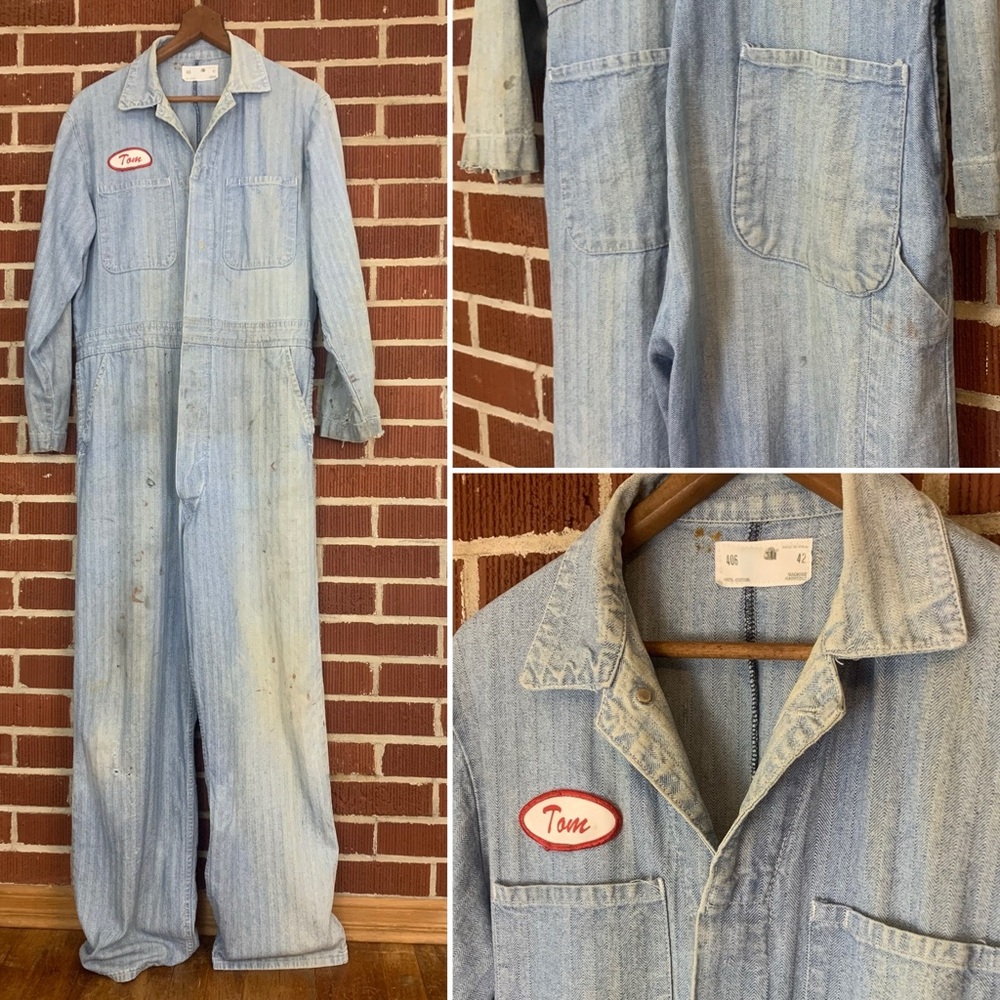 Vintage Jean Mechanic Coveralls for Tom Well  Worn In